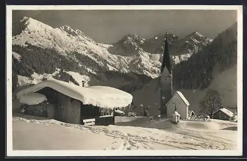 AK Mittelberg, Ortsansicht mit Hammerspitze