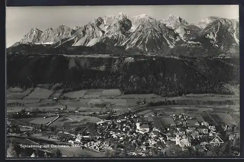 AK Schladming, Ortsansicht mit Dachstein