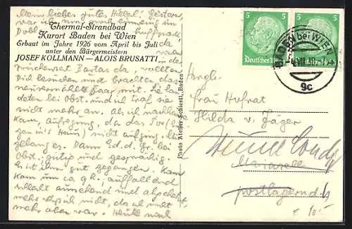 AK Baden, Thermal-Strandbad mit Sprungturm