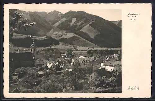 AK Mautern /Stmk., Ortszentrum mit Kirche