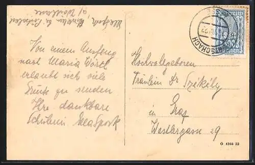 AK Maria Wörth, Ortsansicht mit Kirche vom Wasser aus