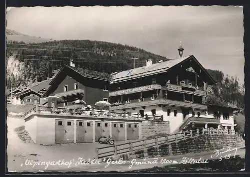AK Gerlos-Gmünd /Zillertal, Strassenpartie am Alpengasthof Kröller