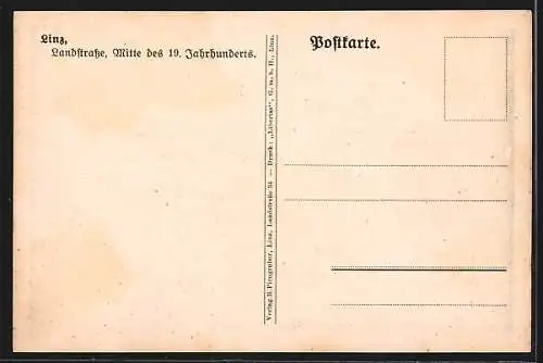 Künstler-AK Linz, Landstrasse, Mitte des 19. Jahrhunderts, Gasthof zur goldenen Kanone