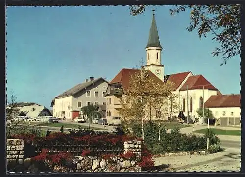 AK Hof bei Salzburg, Strassenpartie an der Kirche