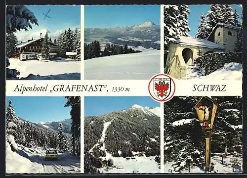 AK Schwaz /Tirol, Alpenhotel Grafenast, Blick ins Inntal