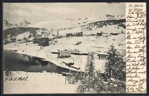 AK St. Moritz, Ortsansicht im Winter
