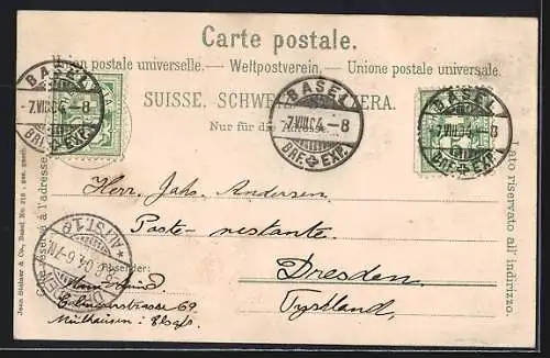 AK Basel, Partie am oberen Rheinweg