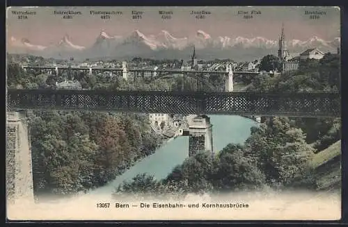 AK Bern, Die Eisenbahn- und Kornhausbrücke