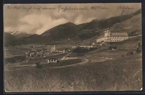 AK Disentis, Gesamtansicht mit Umgebung, Blick in das Tal