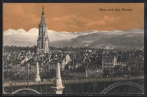AK Bern, Ortsansicht und das Münster