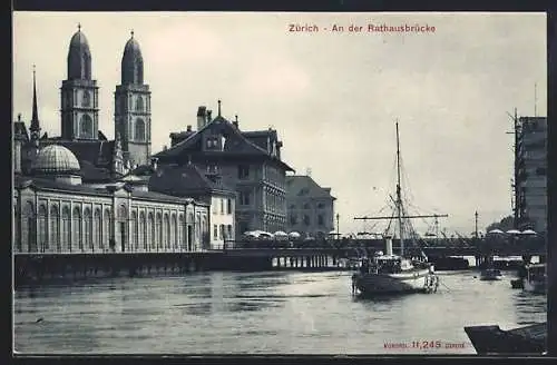 AK Zürich, An der Rathausbrücke