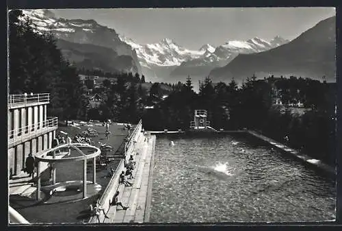 AK Wengen, Schwimmbad mit Blick auf Breithorn und Tschingelhorn