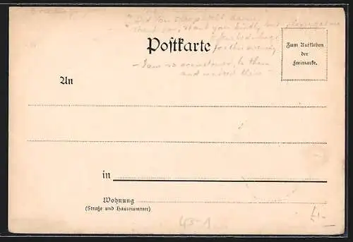 AK Mann in Uniform mit langem Schnurrbart und Frau mit Brille, Die neue Wohnung