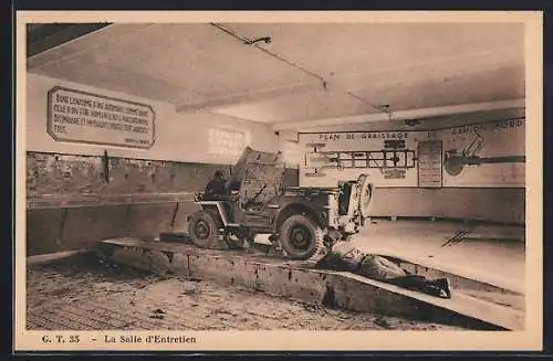 AK La Salle d`Entretien, Soldaten reparieren ein Auto