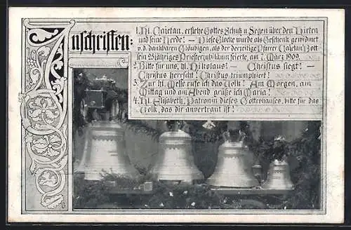 AK Glocken mit Inschriften und dekorativem Initial