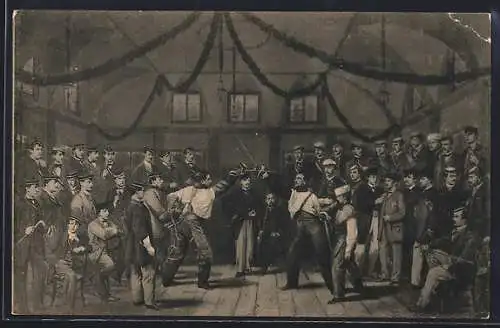 AK Heidelberg, Mensur auf der Hirschgasse, Fechtende Studenten