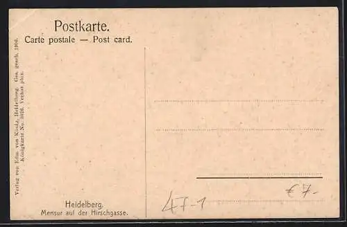 AK Heidelberg, Mensur auf der Hirschgasse, Fechtende Studenten