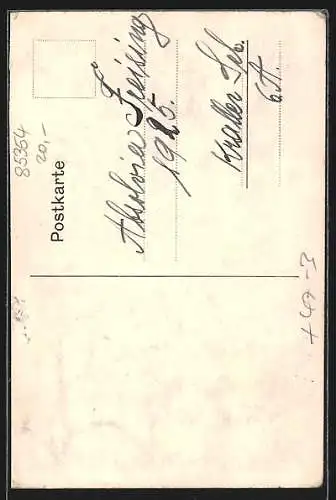 Künstler-AK Freising, Absolvia 1925, Studentenwappen, Dom