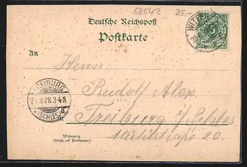 Lithographie Witten, Haus Witten, Ortsansicht, Helenenthurm