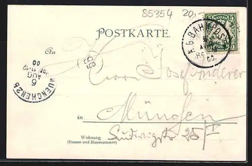 Lithographie Freising, Schullehrerseminar, Weihenstephan, Panorama