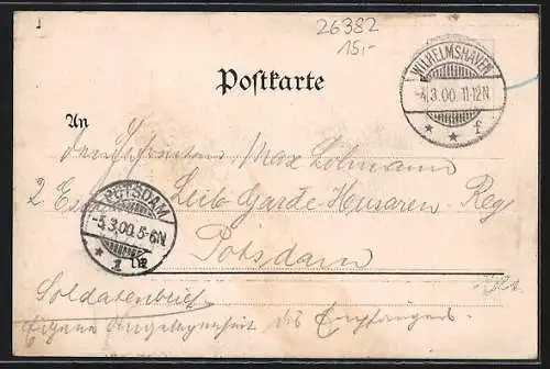AK Wilhelmshaven, Gasthaus Giftbude v. J. Smidt, Reiter zu Pferde