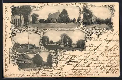 AK Sulingen, Amtsstrasse mit Gasthof Ratskeller, Bahnhof, Poststrasse, Postamt