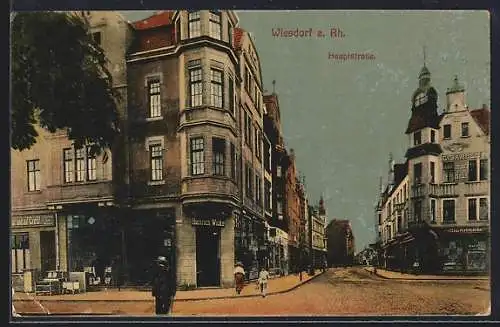 AK Wiesdorf a. Rh., Hauptstrasse mit Geschäften