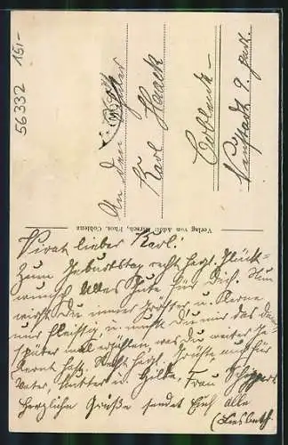 AK Niederfell, Gasthaus von F. Gries, Stammburg der Fürsten v. d. Leyen