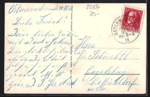 AK Ostermünchen, Handlung A. Haltmayer, Schule, Ortsansicht mit Wendelstein