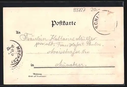 Lithographie Schliersee, Gasthof zur Seerose, Panorama mit Ort und See