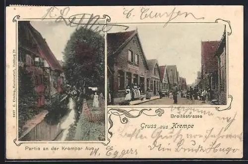 AK Krempe, Breitestrasse, Partie an der Kremper Aue