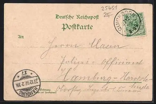 Lithographie Quickborn / Holstein, Schmidt`s Gasthof, Gasthaus zum Bilsener Wohld, Gasthof Schützenhof v. C. F. Beste