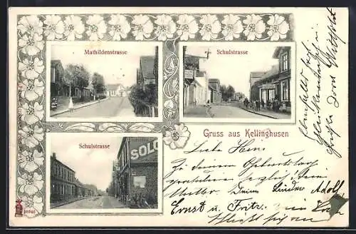 AK Kellinghusen, Mathildenstrasse, Partien in der Schulstrasse