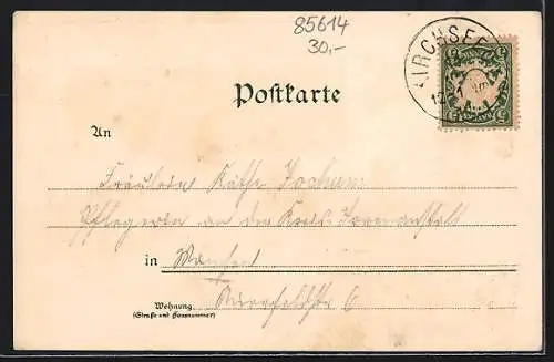 Lithographie Kirchseeon, Ortsansicht, Gasthaus Wallner, Bahnhofrestauration, Bahnhof