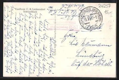AK Schwartbuck, Kaufhaus C. R. Lenkersdorf, Ortsansicht vom Feld aus