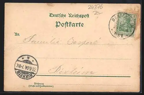 Lithographie Kappeln / Elsass, Gasthaus zum weissen Pferd v. Eugen Harster, Kirche, Strassenpartie