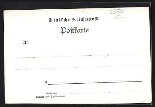AK Uelzen, Gasthaus Fischerhof, Bahnhof, Haidschnucken und Kaiserl. Postamt