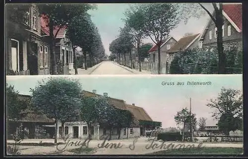 AK Ihlienworth, Gasthaus von Heinrich Kopf, Strassenpartie