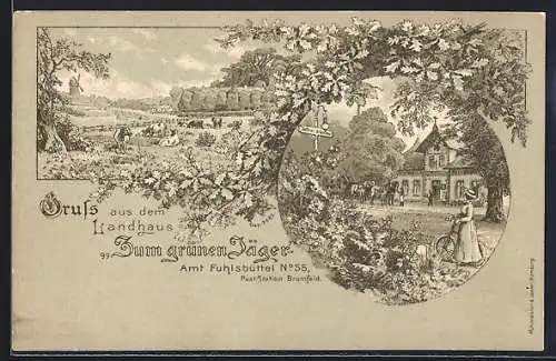 Lithographie Hamburg-Fuhlsbüttel, Landhaus Zum grünen Jäger