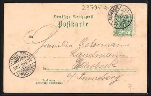 Lithographie Segeberg, Seminar und Seminarschule, Kirchstrasse mit Kalkberg, Soolbad