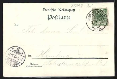 Lithographie Neukloster / Buxtehude, Kurhotel Paterborn, Ortsansicht mit Mühlenteich