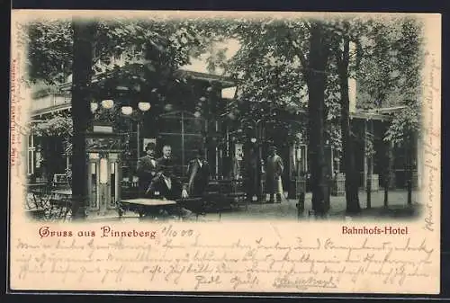 AK Pinneberg, Bahnhofs-Hotel mit Garten