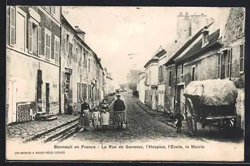 AK Bonneuil en France, La Rue de Gonesse, l`Hospice, l`Ecole, la Mairie