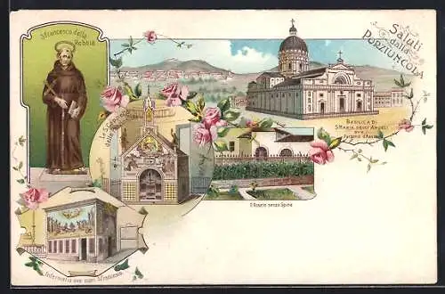 Lithographie Assisi, Basilica di S. Maria degli Angeli, Il Roseto senza Spine, S. Francesco della Robbia