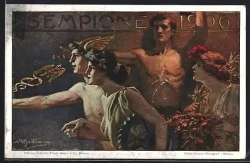 Künstler-AK Milano / Mailand, Sempione 1906, Ausstellung, Hermes