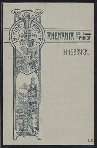 AK Innsbruck, Studentenwappen der Rhenania, Ortspartie