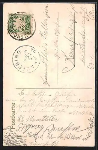AK München, Deutsche Landwirtschaftliche Ausstellung 1905, Bierkrug