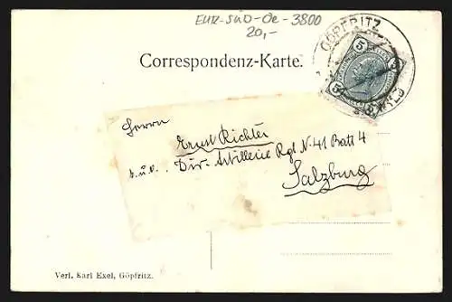 AK Göpfritz a. d. Wild, Bandfabrik L. Hoffmann, C. Essler`s Handlung, Bahnhof