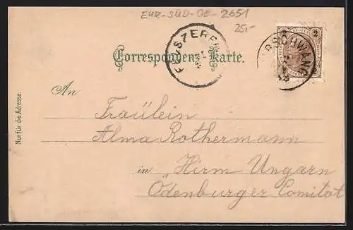 Lithographie Kaiserbrunn i. Höllenthal, A. Schnepfs Hotel, Wasserschloss d. Wiener Wasserleitg.