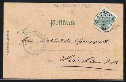 Lithographie Galtür, Gasthof zum Rössle v. Fr. Anton Türtscher, Ortsansicht